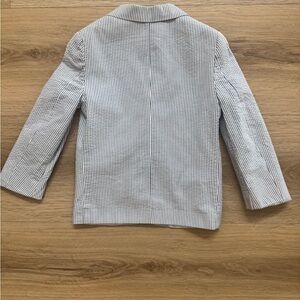 Kids Nautica Seersucker Stripe Blazer Jacket - White & Navy